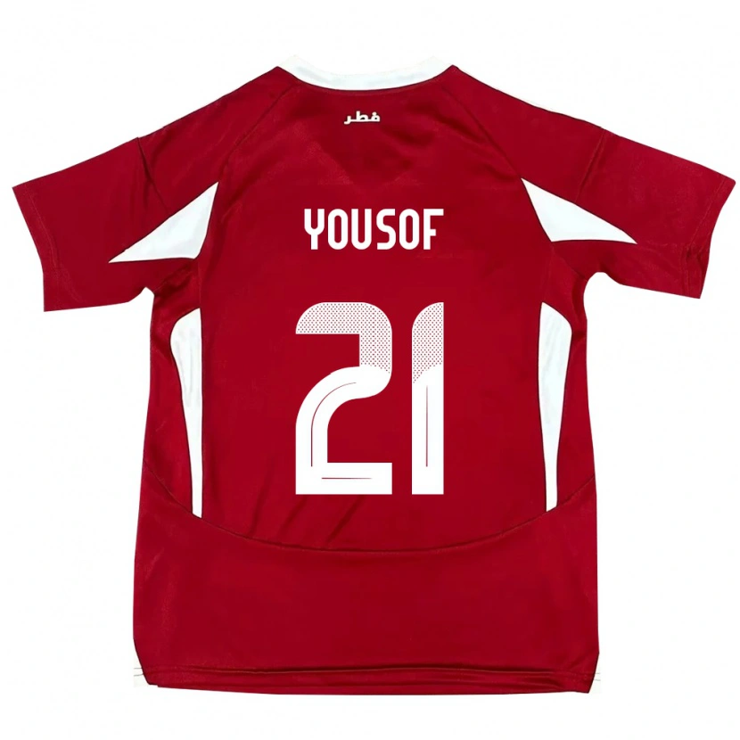 Danxen Hombre Camiseta Catar Yousof Hassan #21 Rojo 1ª Equipación 24-26 La Camisa México