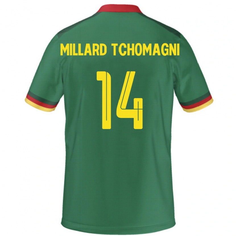 Danxen Hombre Camiseta Camerún Samuel Millard Tchomagni #14 Verde 1ª Equipación 24-26 La Camisa México