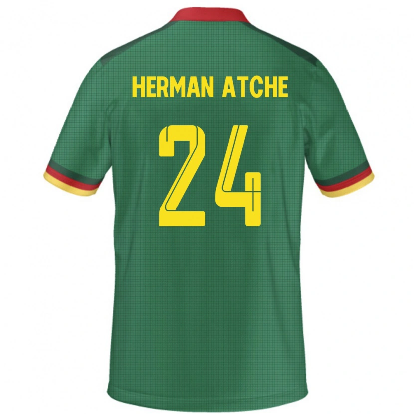 Danxen Hombre Camiseta Camerún Miguel Herman Atche #24 Verde 1ª Equipación 24-26 La Camisa México