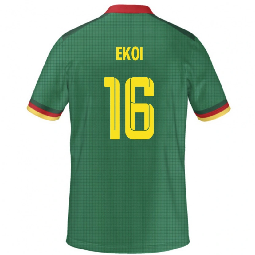 Danxen Hombre Camiseta Camerún Manfred Ekoi #16 Verde 1ª Equipación 24-26 La Camisa México