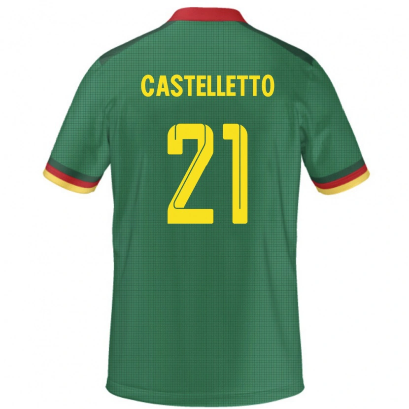 Danxen Hombre Camiseta Camerún Jean-Charles Castelletto #21 Verde 1ª Equipación 24-26 La Camisa México