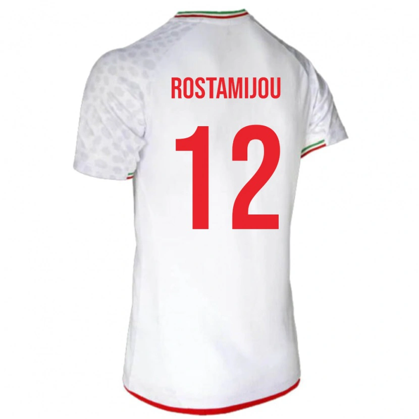 Danxen Hombre Camiseta Irán Alireza Rostamijou #12 Blanco 1ª Equipación 24-26 La Camisa México