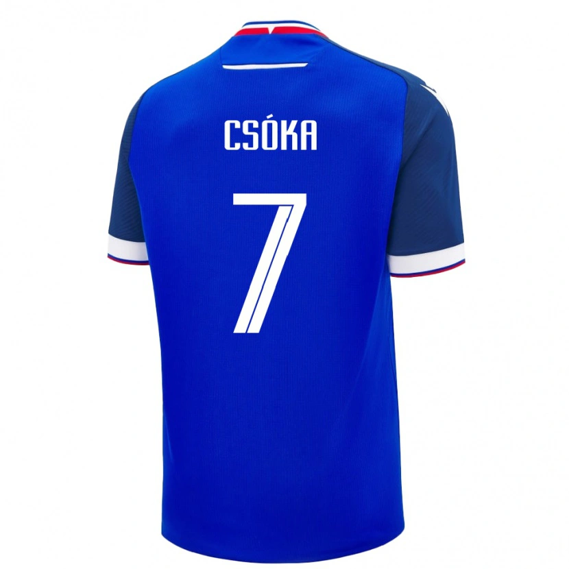 Danxen Hombre Camiseta Eslovaquia Bálint Csóka #7 Azul 1ª Equipación 24-26 La Camisa México