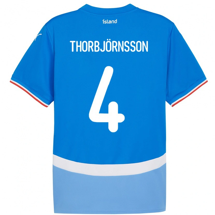 Danxen Hombre Camiseta Islandia Thorri Stefán Thorbjörnsson #4 Azul 1ª Equipación 24-26 La Camisa México