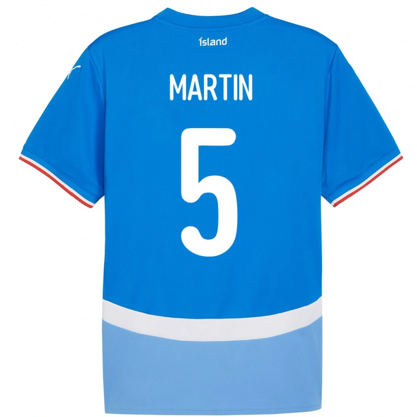 Danxen Hombre Camiseta Islandia Markús Andri Daníelsson Martin #5 Azul 1ª Equipación 24-26 La Camisa México