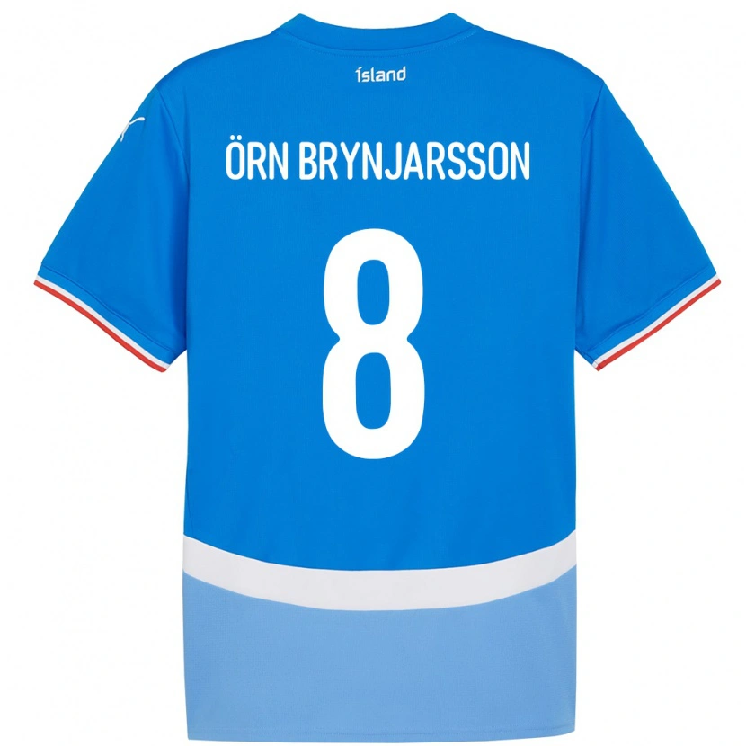 Danxen Hombre Camiseta Islandia Bjarki Örn Brynjarsson #8 Azul 1ª Equipación 24-26 La Camisa México