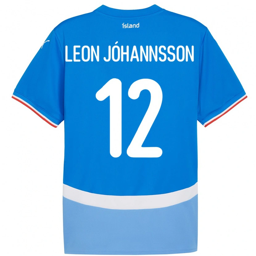 Danxen Hombre Camiseta Islandia Marten Leon Jóhannsson #12 Azul 1ª Equipación 24-26 La Camisa México
