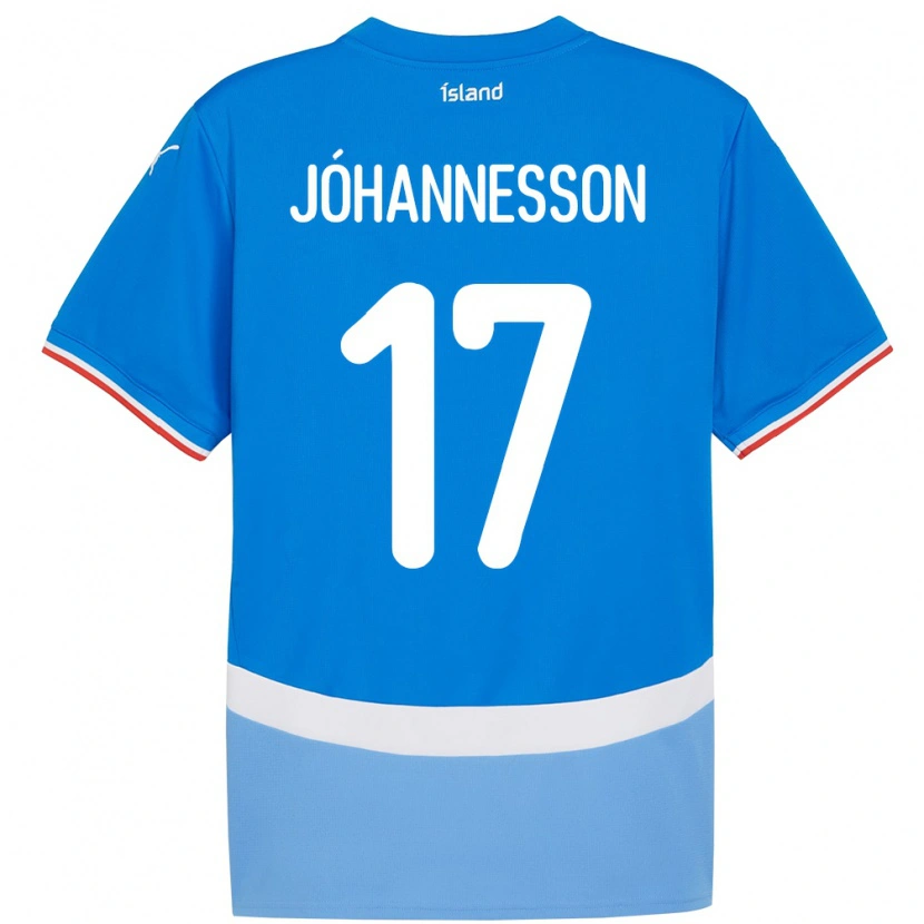 Danxen Hombre Camiseta Islandia Daniel Jóhannesson #17 Azul 1ª Equipación 24-26 La Camisa México