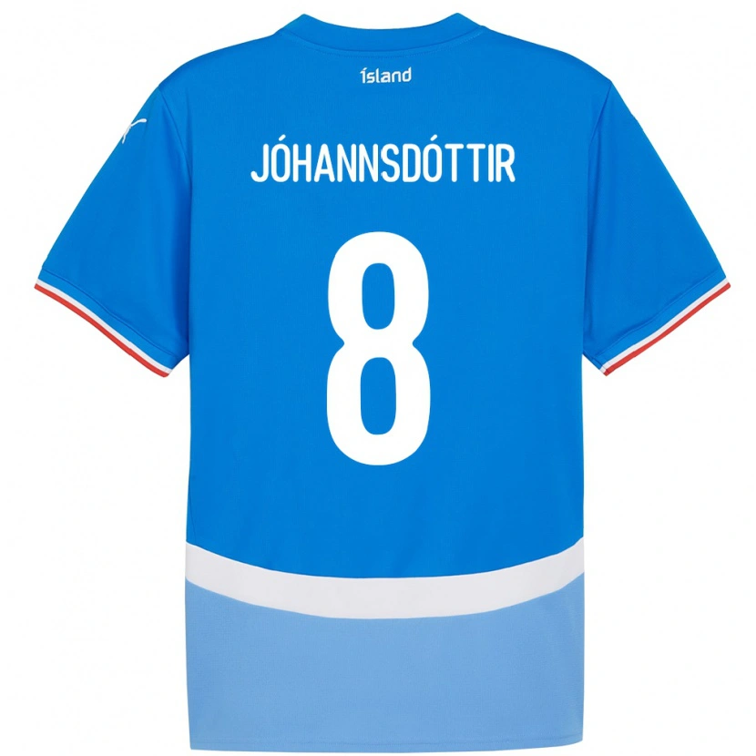 Danxen Hombre Camiseta Islandia Alexandra Jóhannsdóttir #8 Azul 1ª Equipación 24-26 La Camisa México