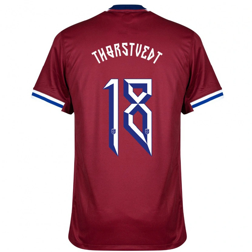 Danxen Hombre Camiseta Noruega Kristian Thorstvedt #18 Rojo Azul Blanco 1ª Equipación 24-26 La Camisa México