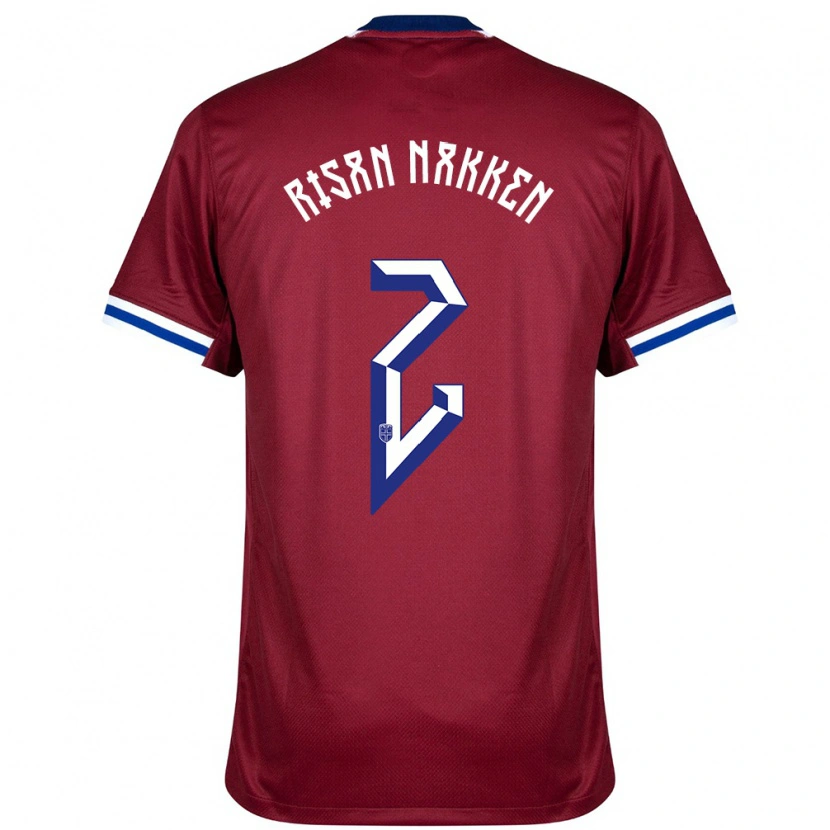 Danxen Hombre Camiseta Noruega Daniel Risan Nakken #2 Rojo Azul Blanco 1ª Equipación 24-26 La Camisa México