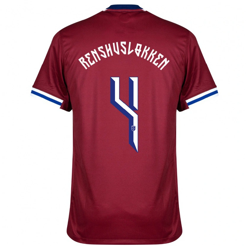 Danxen Hombre Camiseta Noruega Jesper Renshusløkken #4 Rojo Azul Blanco 1ª Equipación 24-26 La Camisa México