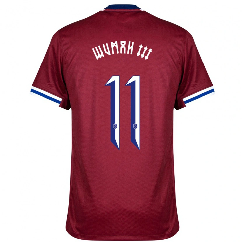 Danxen Hombre Camiseta Noruega Edward Wumah Iii #11 Rojo Azul Blanco 1ª Equipación 24-26 La Camisa México