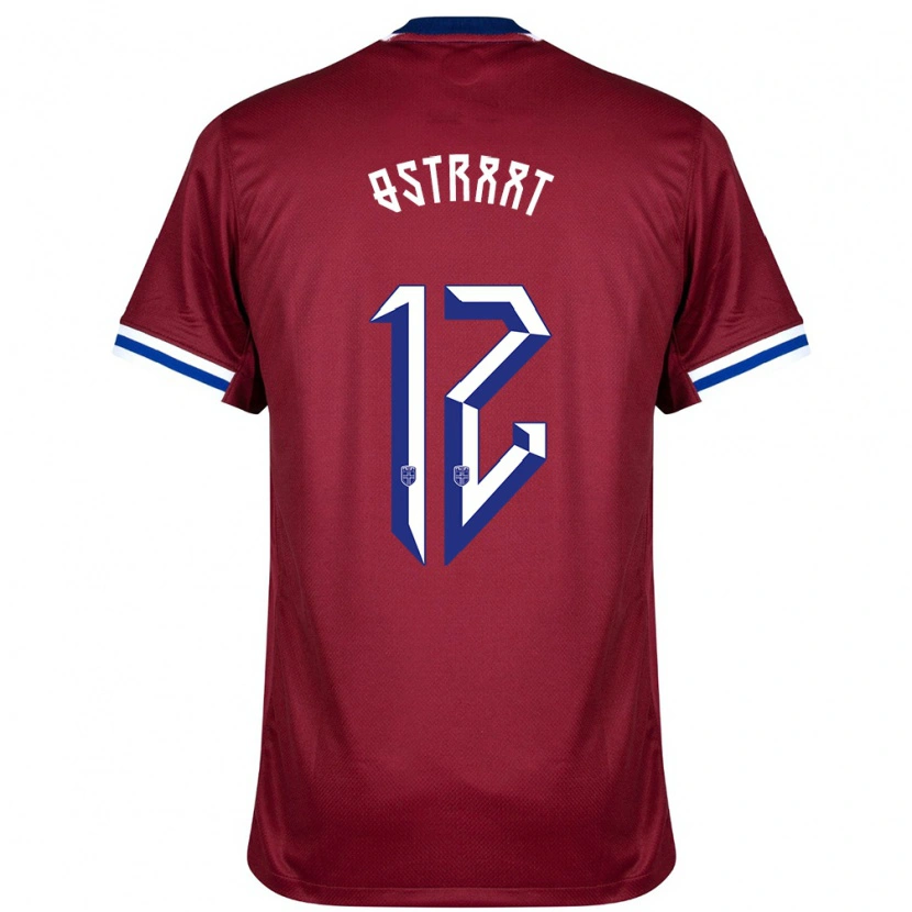 Danxen Hombre Camiseta Noruega Sander Østraat #12 Rojo Azul Blanco 1ª Equipación 24-26 La Camisa México