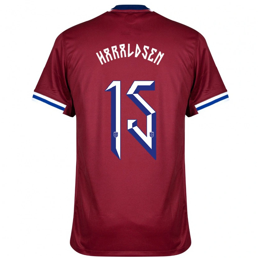 Danxen Hombre Camiseta Noruega Henrik Haraldsen #15 Rojo Azul Blanco 1ª Equipación 24-26 La Camisa México