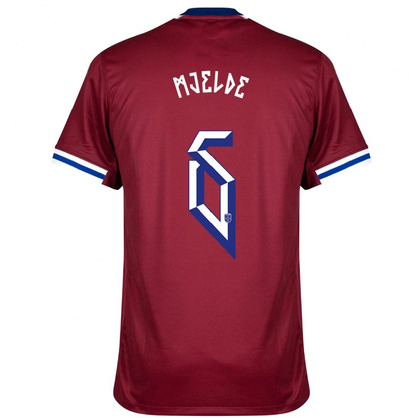 Danxen Hombre Camiseta Noruega Maren Mjelde #6 Rojo Azul Blanco 1ª Equipación 24-26 La Camisa México
