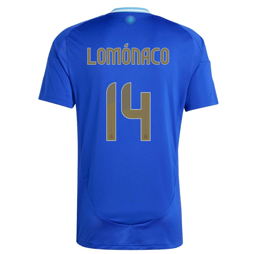 Danxen Hombre Camiseta Argentina Kevin Lomónaco #14 Azul 2ª Equipación 24-26 La Camisa México