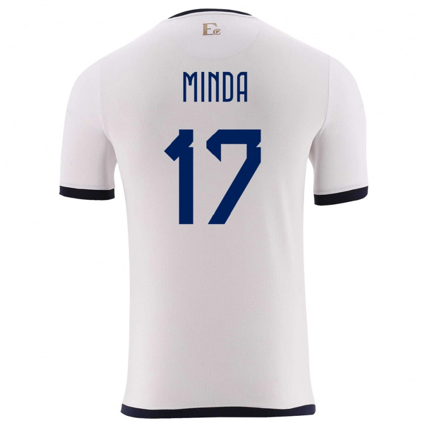 Danxen Hombre Camiseta Ecuador Alan Minda #17 Blanco 2ª Equipación 24-26 La Camisa México