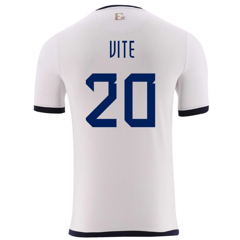 Danxen Hombre Camiseta Ecuador Pedro Vite #20 Blanco 2ª Equipación 24-26 La Camisa México