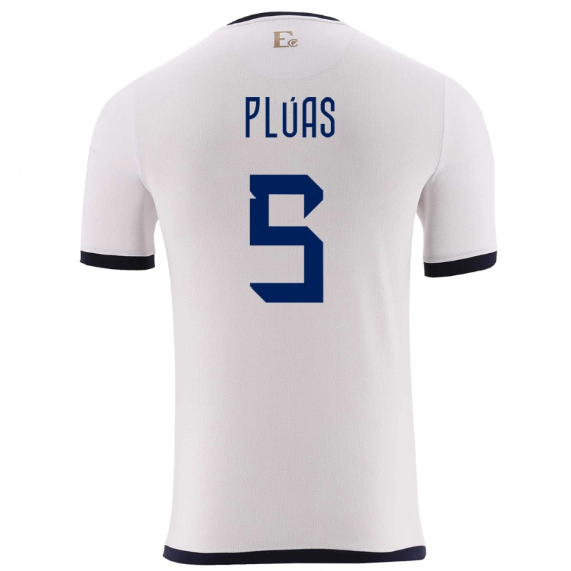 Danxen Hombre Camiseta Ecuador Erick Plúas #5 Blanco 2ª Equipación 24-26 La Camisa México