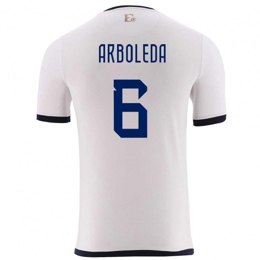 Danxen Hombre Camiseta Ecuador Edu Arboleda #6 Blanco 2ª Equipación 24-26 La Camisa México