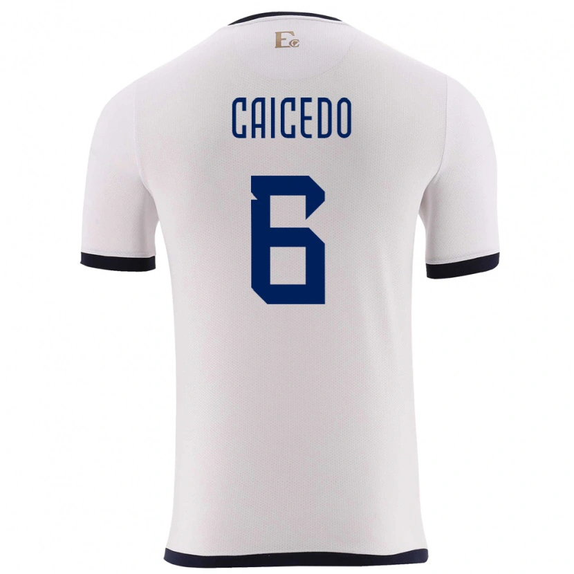 Danxen Hombre Camiseta Ecuador Fricio Caicedo #6 Blanco 2ª Equipación 24-26 La Camisa México
