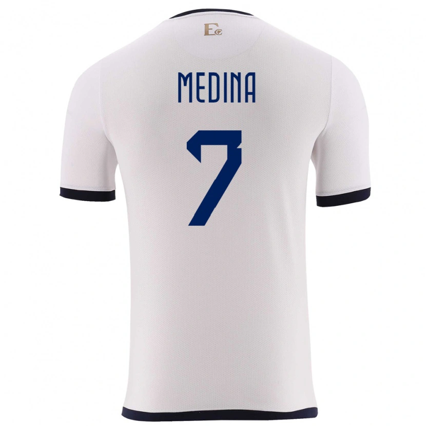 Danxen Hombre Camiseta Ecuador Yaimar Medina #7 Blanco 2ª Equipación 24-26 La Camisa México