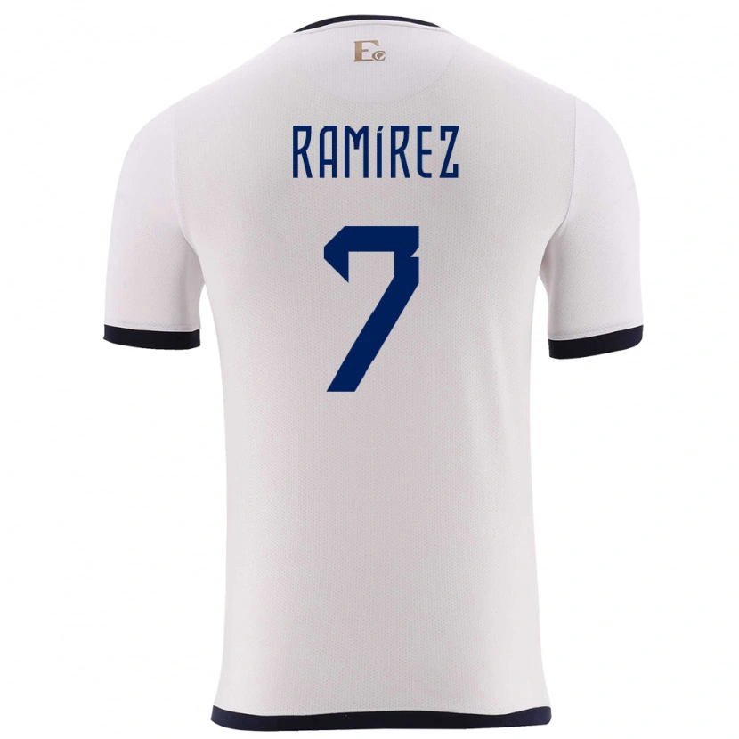 Danxen Hombre Camiseta Ecuador Jalmar Ramírez #7 Blanco 2ª Equipación 24-26 La Camisa México