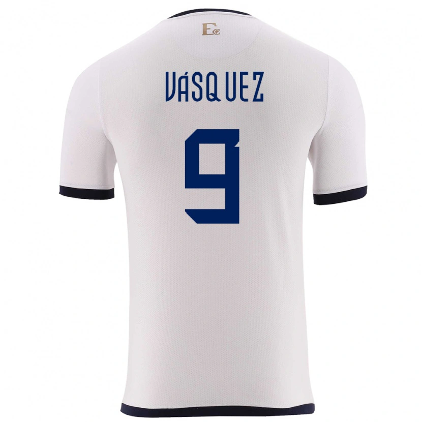 Danxen Hombre Camiseta Ecuador Yandri Vásquez #9 Blanco 2ª Equipación 24-26 La Camisa México