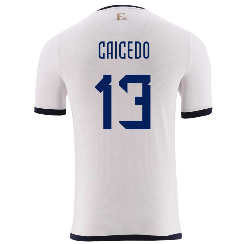 Danxen Hombre Camiseta Ecuador Renato Caicedo #13 Blanco 2ª Equipación 24-26 La Camisa México