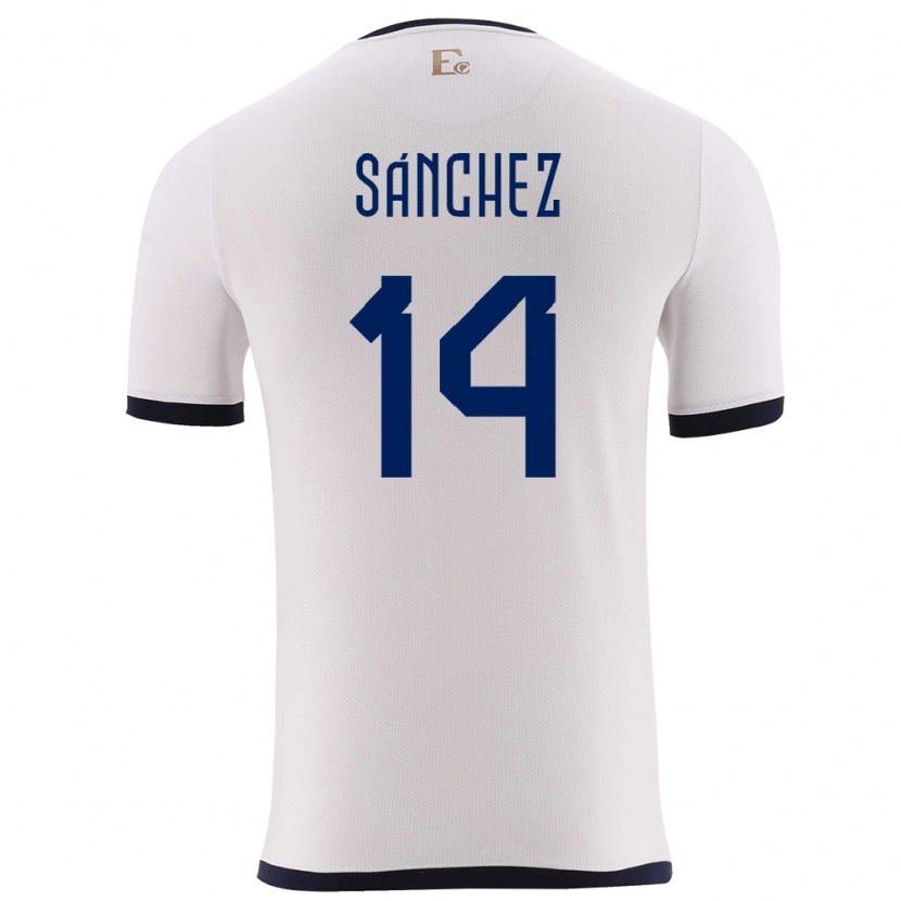Danxen Hombre Camiseta Ecuador Carlos Sánchez #14 Blanco 2ª Equipación 24-26 La Camisa México
