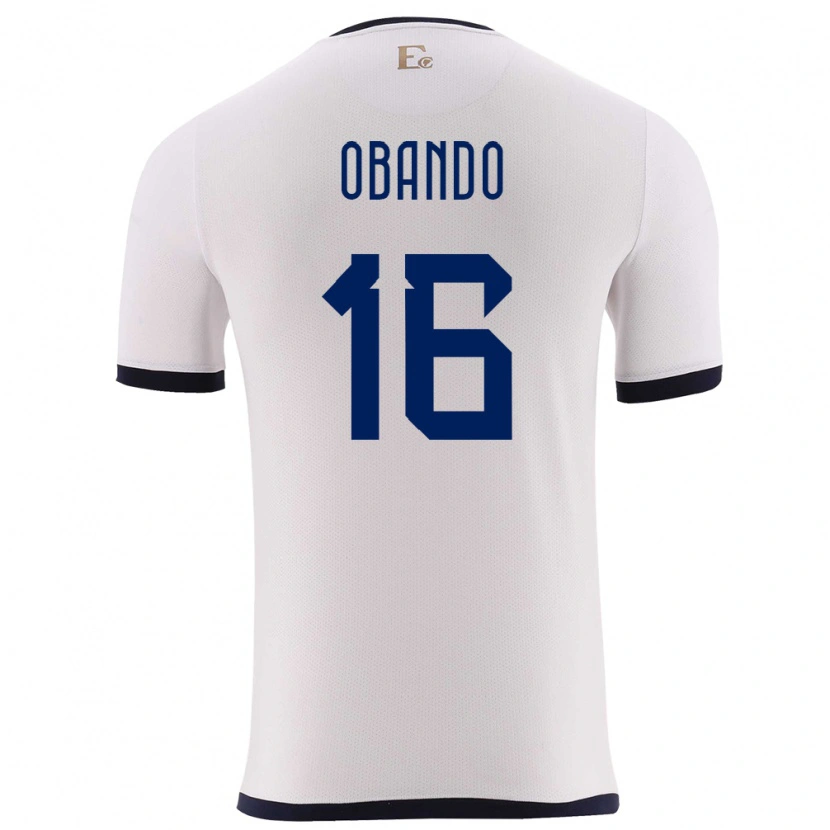 Danxen Hombre Camiseta Ecuador Allen Obando #16 Blanco 2ª Equipación 24-26 La Camisa México