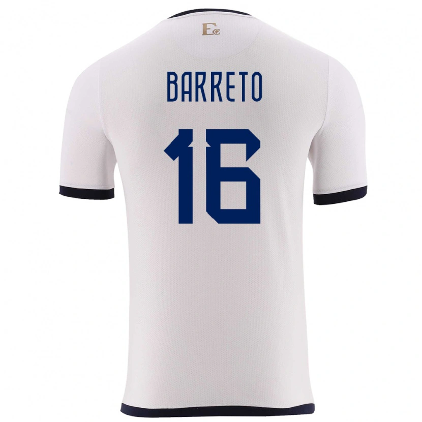 Danxen Hombre Camiseta Ecuador Andry Barreto #16 Blanco 2ª Equipación 24-26 La Camisa México