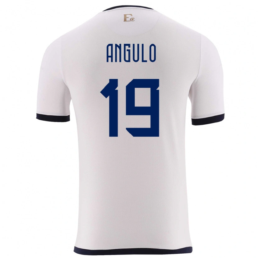 Danxen Hombre Camiseta Ecuador Juan Angulo #19 Blanco 2ª Equipación 24-26 La Camisa México