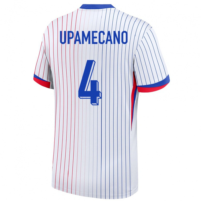 Danxen Hombre Camiseta Francia Dayot Upamecano #4 Blanco 2ª Equipación 24-26 La Camisa México