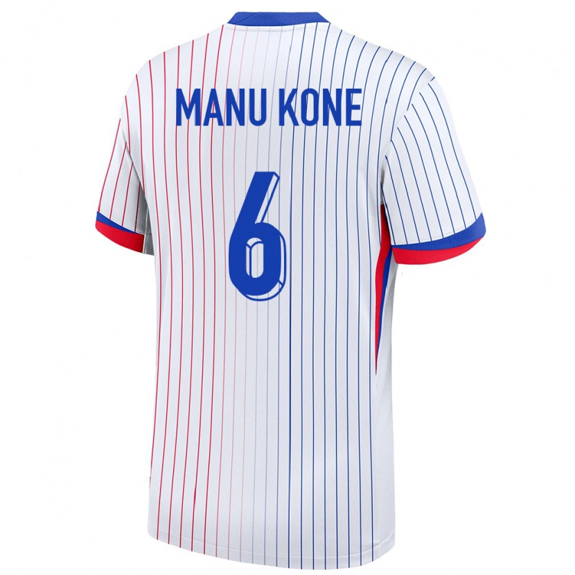 Danxen Hombre Camiseta Francia Manu Koné #6 Blanco 2ª Equipación 24-26 La Camisa México