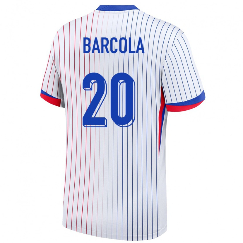 Danxen Hombre Camiseta Francia Bradley Barcola #20 Blanco 2ª Equipación 24-26 La Camisa México