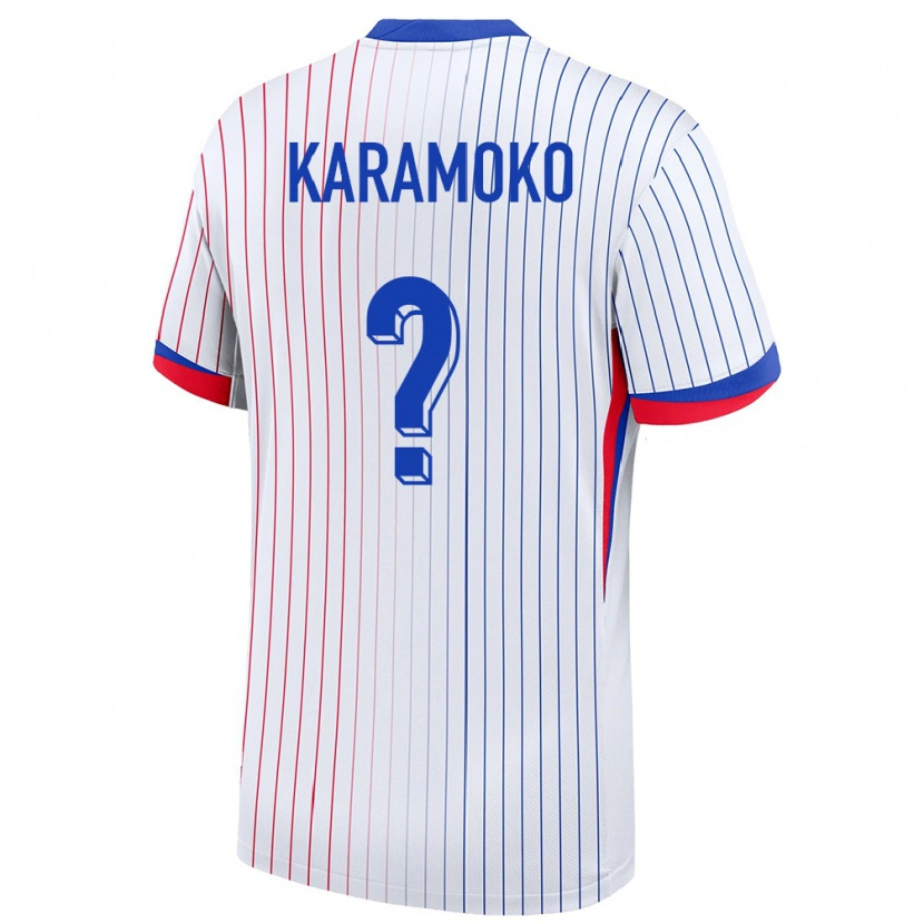 Danxen Hombre Camiseta Francia Noah Karamoko #0 Blanco 2ª Equipación 24-26 La Camisa México