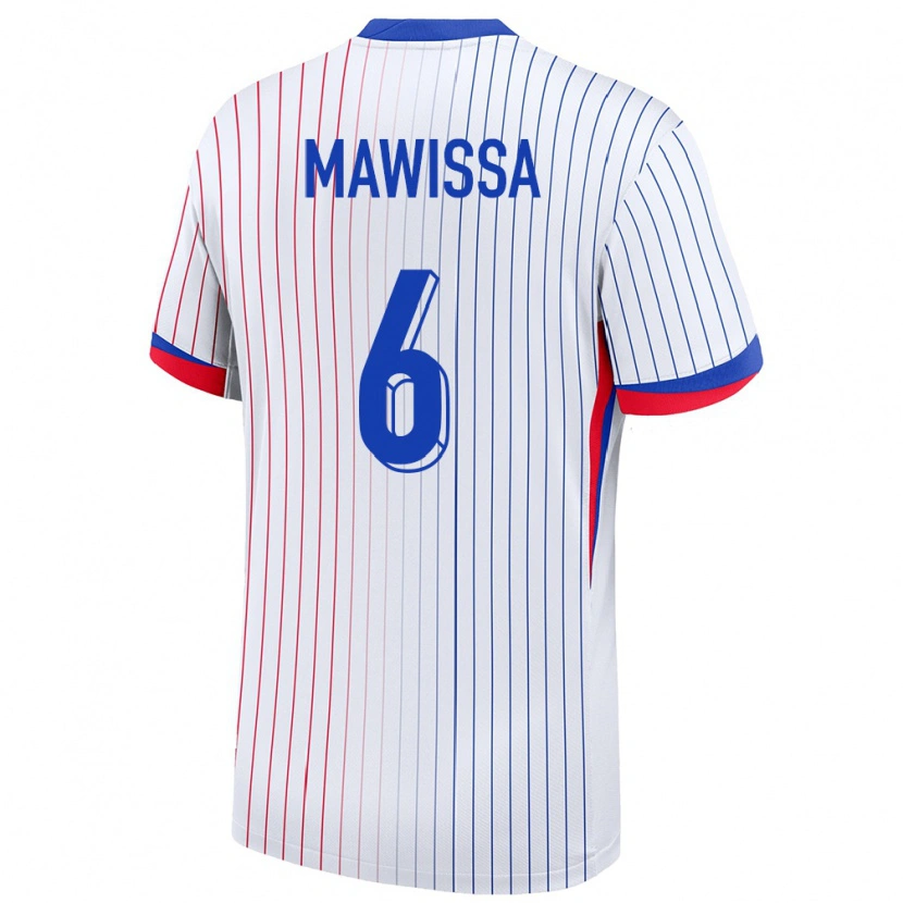 Danxen Hombre Camiseta Francia Christian Mawissa #6 Blanco 2ª Equipación 24-26 La Camisa México