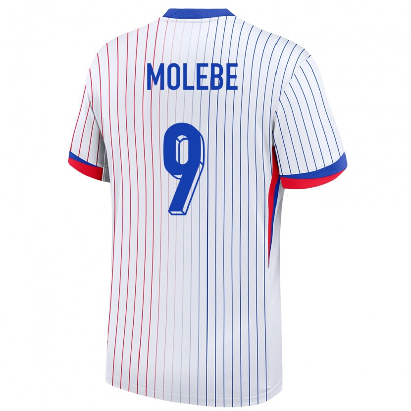 Danxen Hombre Camiseta Francia Enzo Molebe #9 Blanco 2ª Equipación 24-26 La Camisa México
