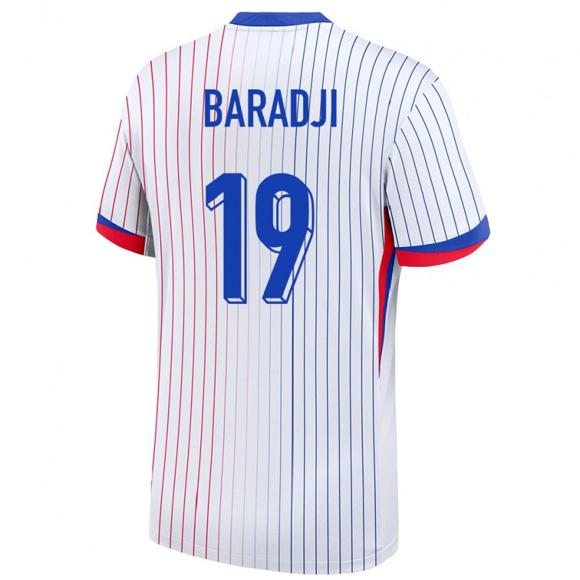 Danxen Hombre Camiseta Francia Adama Baradji #19 Blanco 2ª Equipación 24-26 La Camisa México