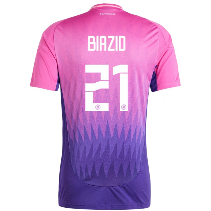 Danxen Hombre Camiseta Alemania Zain Biazid #21 Rosado Morado 2ª Equipación 24-26 La Camisa México