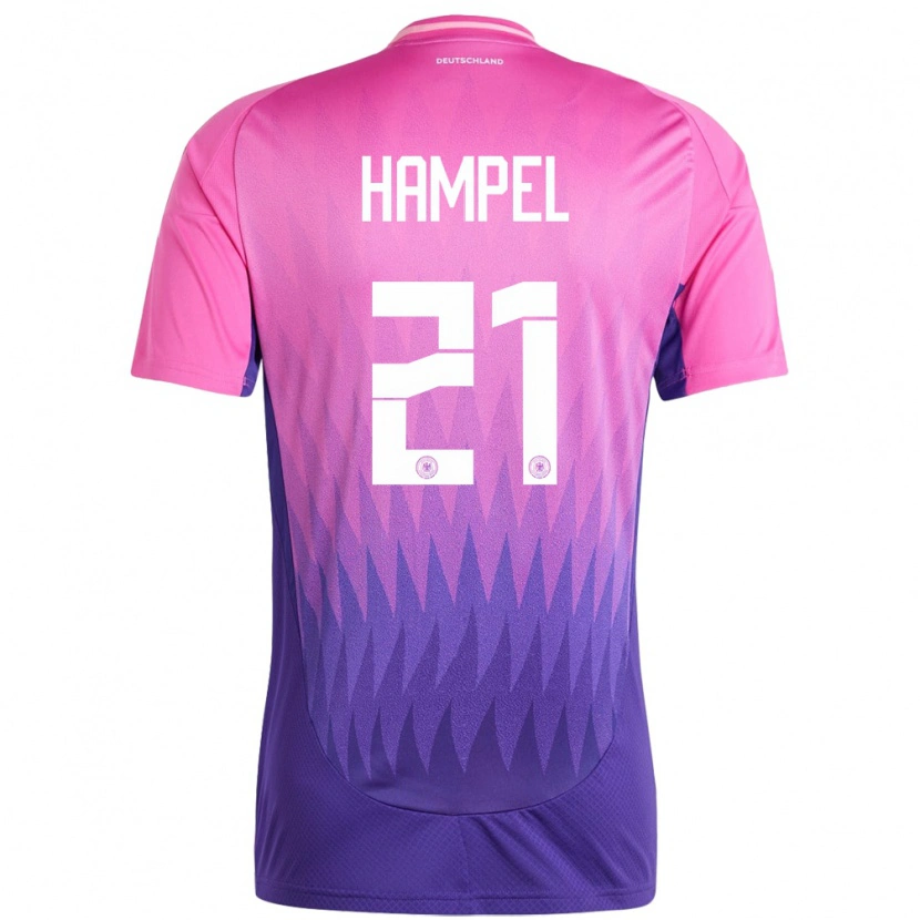 Danxen Hombre Camiseta Alemania Luca Hampel #21 Rosado Morado 2ª Equipación 24-26 La Camisa México