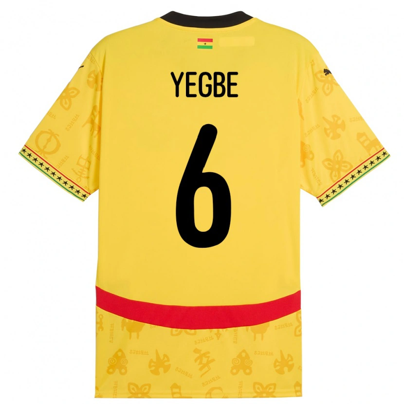 Danxen Hombre Camiseta Ghana Terry Yegbe #6 Amarillo 2ª Equipación 24-26 La Camisa México