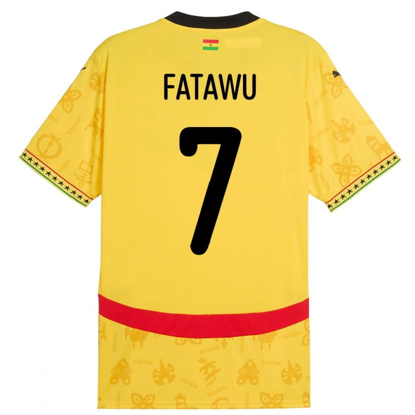 Danxen Hombre Camiseta Ghana Issahaku Fatawu #7 Amarillo 2ª Equipación 24-26 La Camisa México