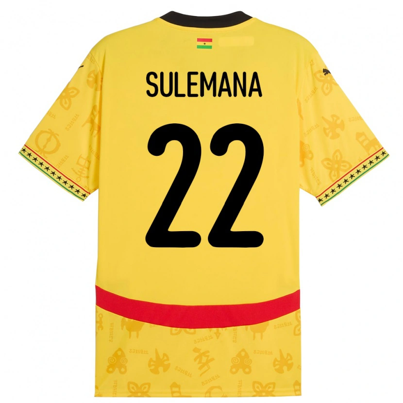 Danxen Hombre Camiseta Ghana Ibrahim Sulemana #22 Amarillo 2ª Equipación 24-26 La Camisa México