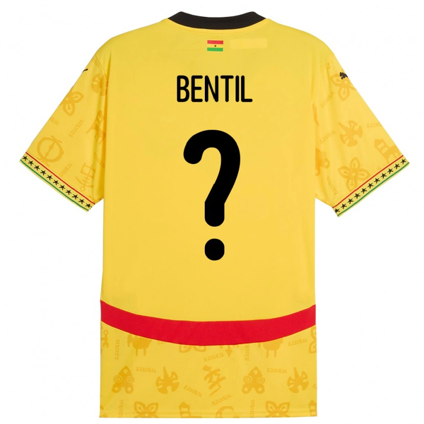 Danxen Hombre Camiseta Ghana Godwin Bentil #0 Amarillo 2ª Equipación 24-26 La Camisa México