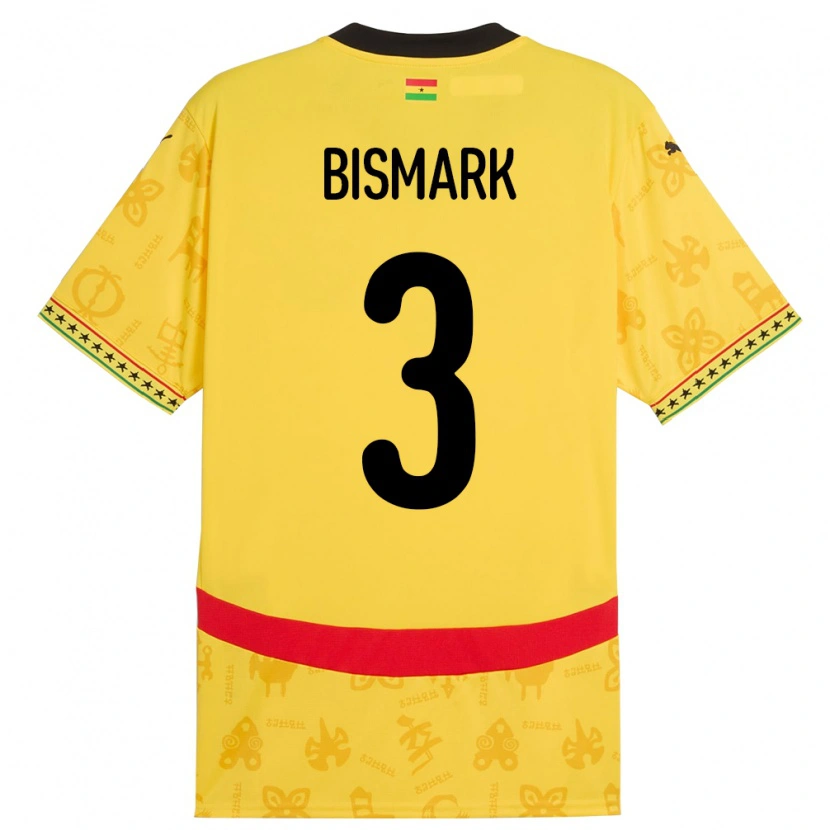 Danxen Hombre Camiseta Ghana Anim Bismark #3 Amarillo 2ª Equipación 24-26 La Camisa México