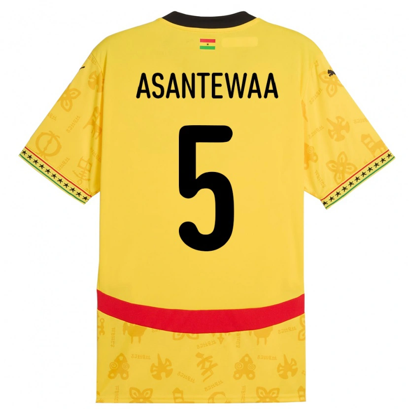 Danxen Hombre Camiseta Ghana Grace Asantewaa #5 Amarillo 2ª Equipación 24-26 La Camisa México