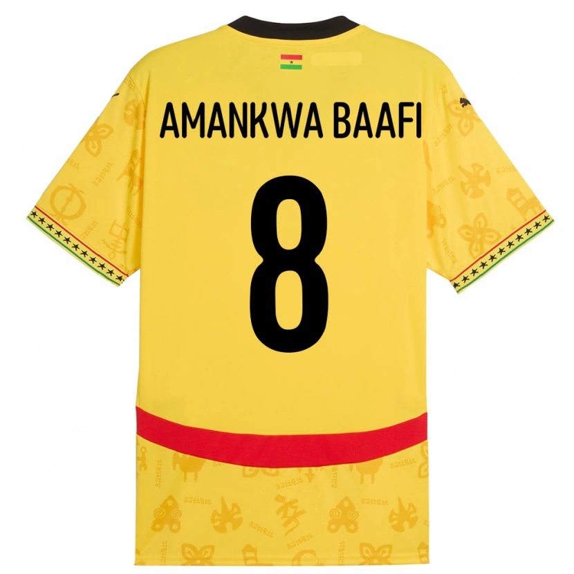 Danxen Hombre Camiseta Ghana Yaw Amankwa Baafi #8 Amarillo 2ª Equipación 24-26 La Camisa México